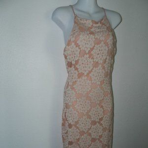 NWT Olive Tree pastel peach floral lace overlay racer neck sleeveless mi…